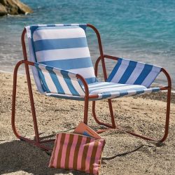 Fauteuil de jardin, en métal acier et toile rayée, Zilly