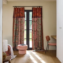 Rideau panneau Sundari orangé et multicolore 1